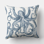 青と白タコデザイン枕。 クッション (裏面)