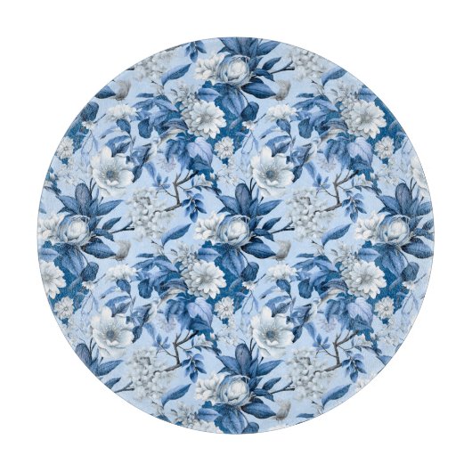 青と白チノセリーシリーズデザイン3 カッティングボード (正面)