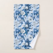 青と白チノセリーシリーズデザイン3 バスタオルセット (ハンドタオル)