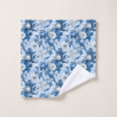 青と白チノセリーシリーズデザイン3 バスタオルセット (ウォッシュタオル)