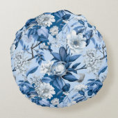 青と白チノセリーシリーズデザイン3 ラウンドクッション (裏面)