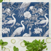 青と白チノセリーシリーズデザイン7 キッチンタオル (折り畳み)