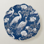 青と白チノセリーシリーズデザイン7 ラウンドクッション (裏面)