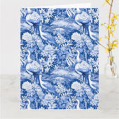 青と白チノセリーシリーズデザイン8 カード (黄色い花)