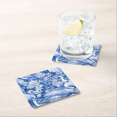 青と白チノセリーシリーズデザイン8 スクエアペーパーコースター (インサイチュ)