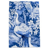 青と白チノセリーシリーズデザイン8 ミディアムペーパーバッグ (正面)