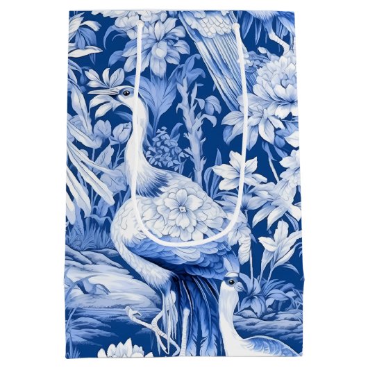 青と白チノセリーシリーズデザイン8 ミディアムペーパーバッグ (裏面)