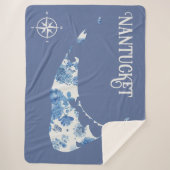 青と白ナンタケットシェルパブランケット シェルパブランケット (正面)