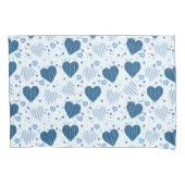 青と白ハート 枕カバー (正面左)