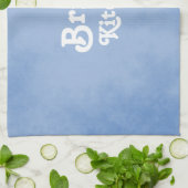 青と白ファンシー キッチンタオル (折り畳み)