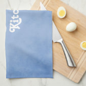 青と白ファンシー キッチンタオル (四つ折り)