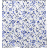 青と白フランスの郡 シャワーカーテン (正面)