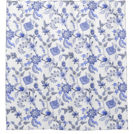 青と白フランスの郡 シャワーカーテン