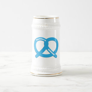 青と白プレッツェルおもしろいブレゼルオクトーバーフェスト ビールジョッキ