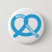 青と白プレッツェルドイツブレゼルオクトーバーフェスト 缶バッジ (正面)