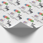 青と白ボストンテリアかわいい犬 – 誕生日 ラッピングペーパー (角)