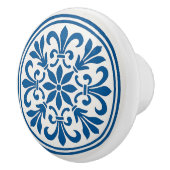 青と白ポルトガル語アズレジョスタイルセラミックノブ セラミックノブ (右)