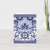 青と白メキシコのタラベラフォークアートタイル ノートカード (裏面)