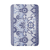 青と白メキシコのタラベラフォークアートタイル バスマット (正面縦)