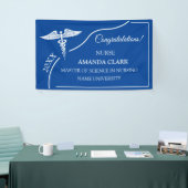 青と白モダンのカデューセスナース卒業 横断幕 (トレードショー)