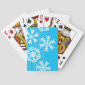 青と白モダンのクリスマスの白い雪の結晶 トランプ (裏面)
