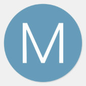 青と白モダンのミニマル文字 ラウンドシール (正面)