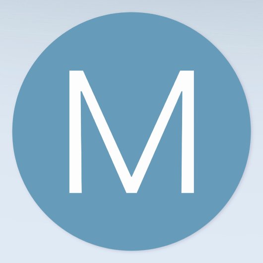 青と白モダンのミニマル文字 ラウンドシール