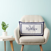 青と白モノグラム名キープサケ枕 ランバークッション (椅子)