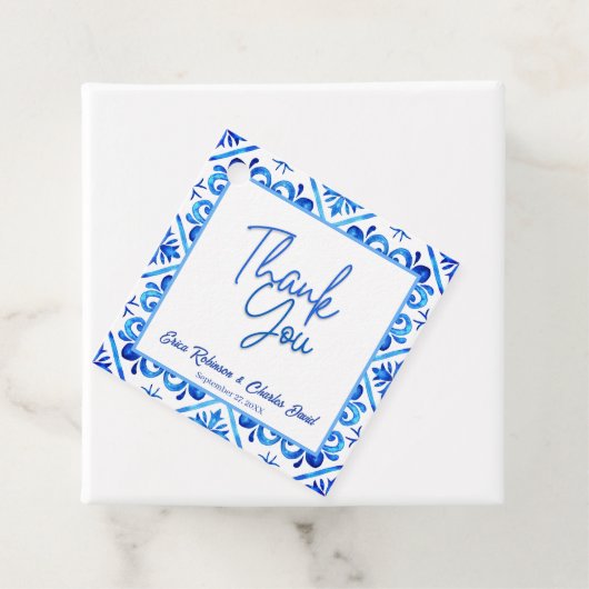 青と白モロッコサンキュー結婚式の引き出物 フェイバータグ (インサイチュ)