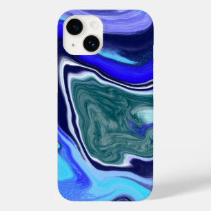 青と白ユニークの大理石の流体アート Case-Mate iPhone 14ケース