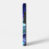 青と白ユニークの大理石の流体アート iPhoneケース (左側面)