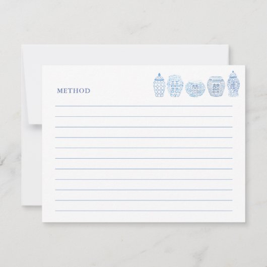 青と白名門私立校風ののジンジャージャーズレシピカード 招待状 (裏面)