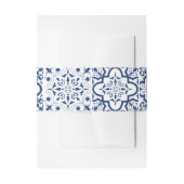 青と白地中海ののタ結婚イル 招待状ベリーバンド (正面例)