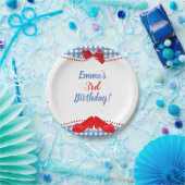 青と白市松模様に赤シューズスクウェアOZパーティー ペーパープレート (パーティー)