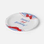 青と白市松模様に赤シューズスクウェアOZパーティー ペーパープレート (アングル)