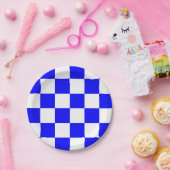 青と白市松模様に ペーパープレート (パーティー)