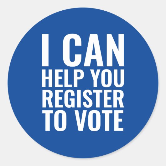 青と白救済の投票に登録できる ラウンドシール (正面)