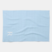 青と白水玉模様 モノグラムの キッチンタオル (横)