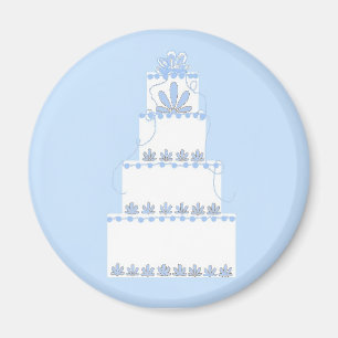 青と白結婚のケーキ マグネット