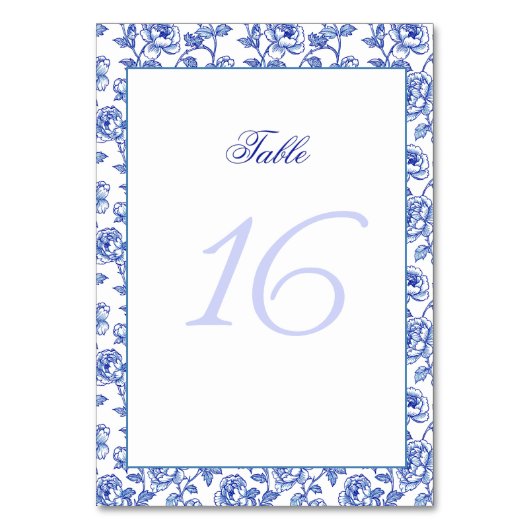 青と白結婚のテーブル番号 テーブルナンバー (正面)