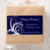 青と白結婚のハッピーホリデーズワインラベル ラベル (インサイチュ)