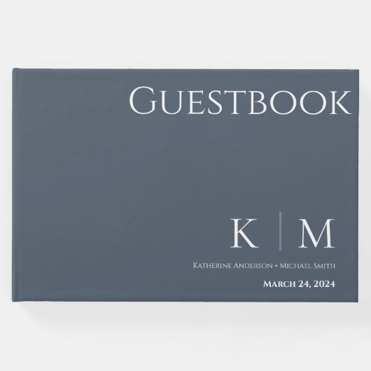 青と白結婚の ゲストブック (正面)