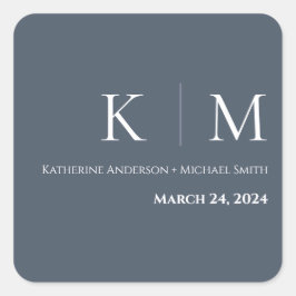 青と白結婚の スクエアシール