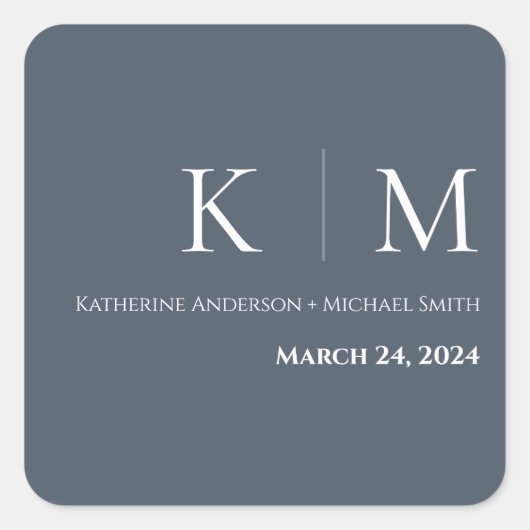 青と白結婚の スクエアシール (正面)