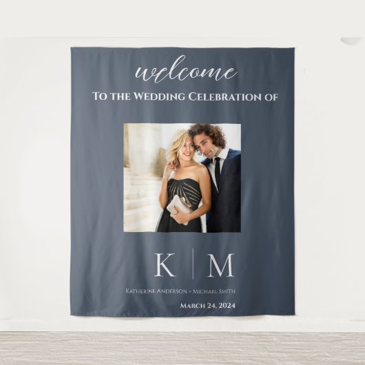 青と白結婚の –  タペストリー (正面)