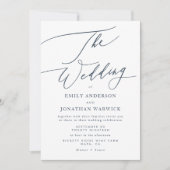 青と白結婚式招待状。シンプル招待状 招待状 (正面)