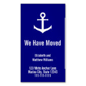 青と白航海ののいかりの移行発表 マグネット名刺 (正面縦)