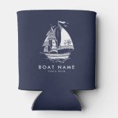 青と白航海のの風帆船 缶クーラー (裏面)