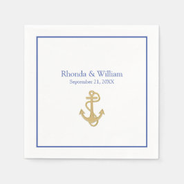 青と白航海のをテーマ結婚にした スタンダードカクテルナプキン