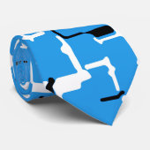 青と白黒の抽象芸術パターン ネクタイ (ロール)